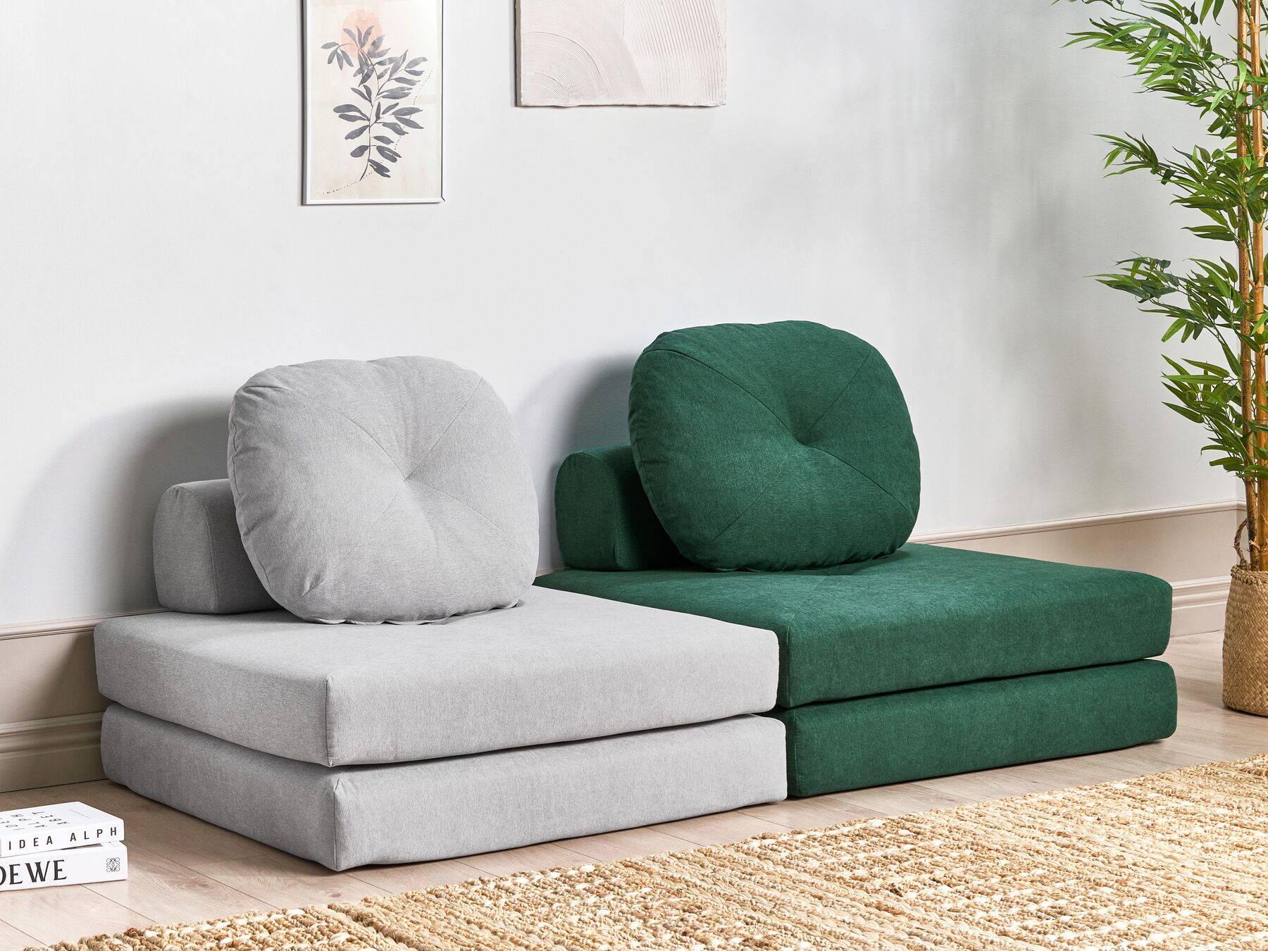 Single Sofa Bed OLDEN Fabric Dark Green