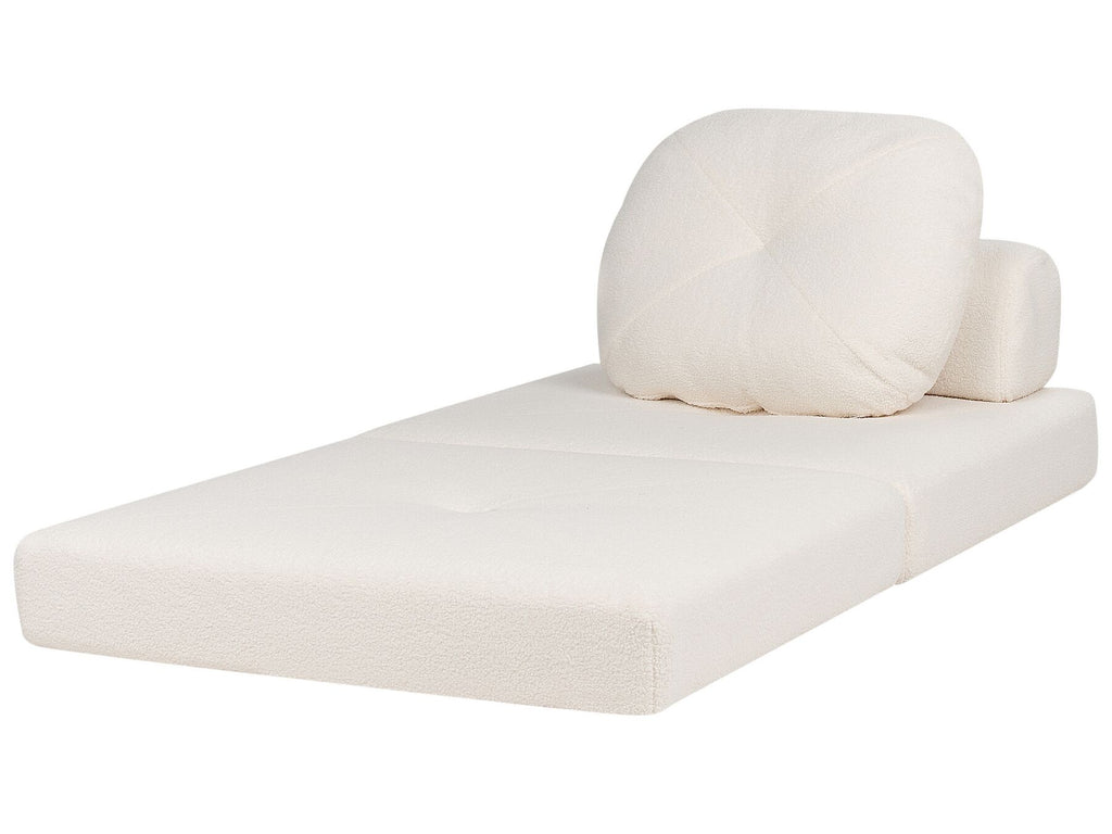 Single Sofa Bed OLDEN Boucle White