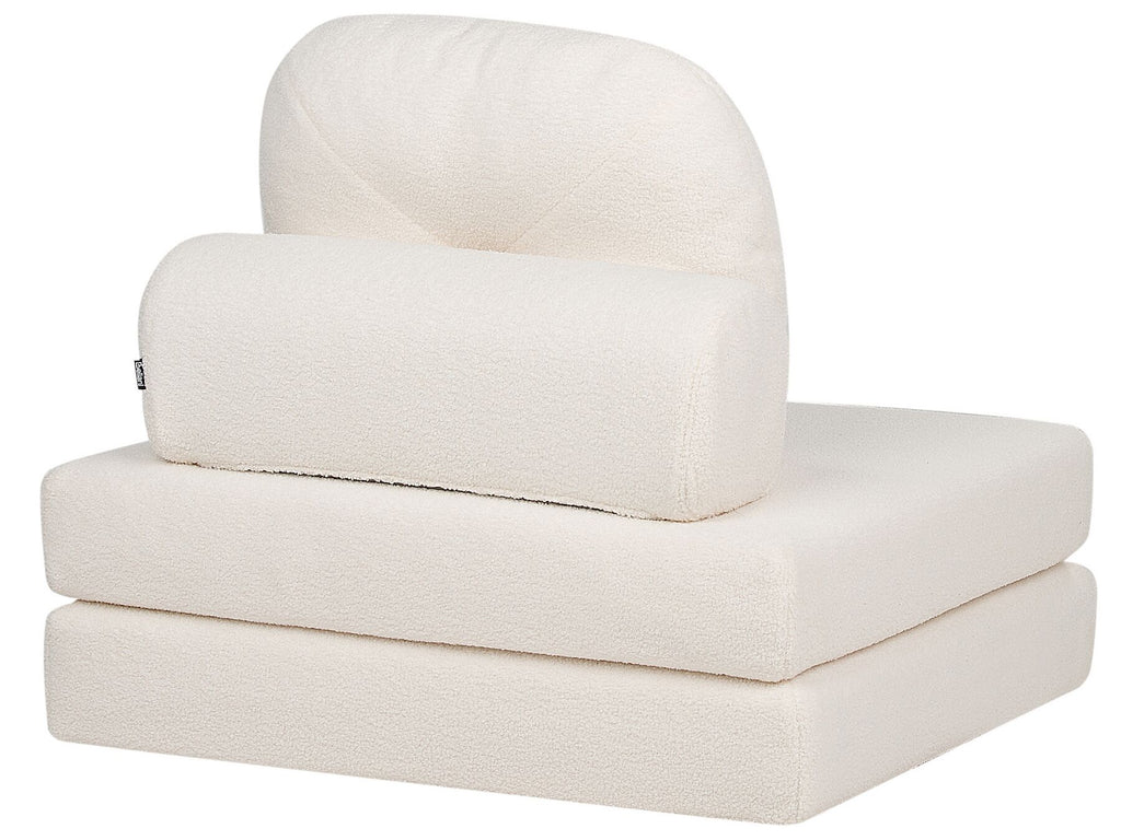 Single Sofa Bed OLDEN Boucle White