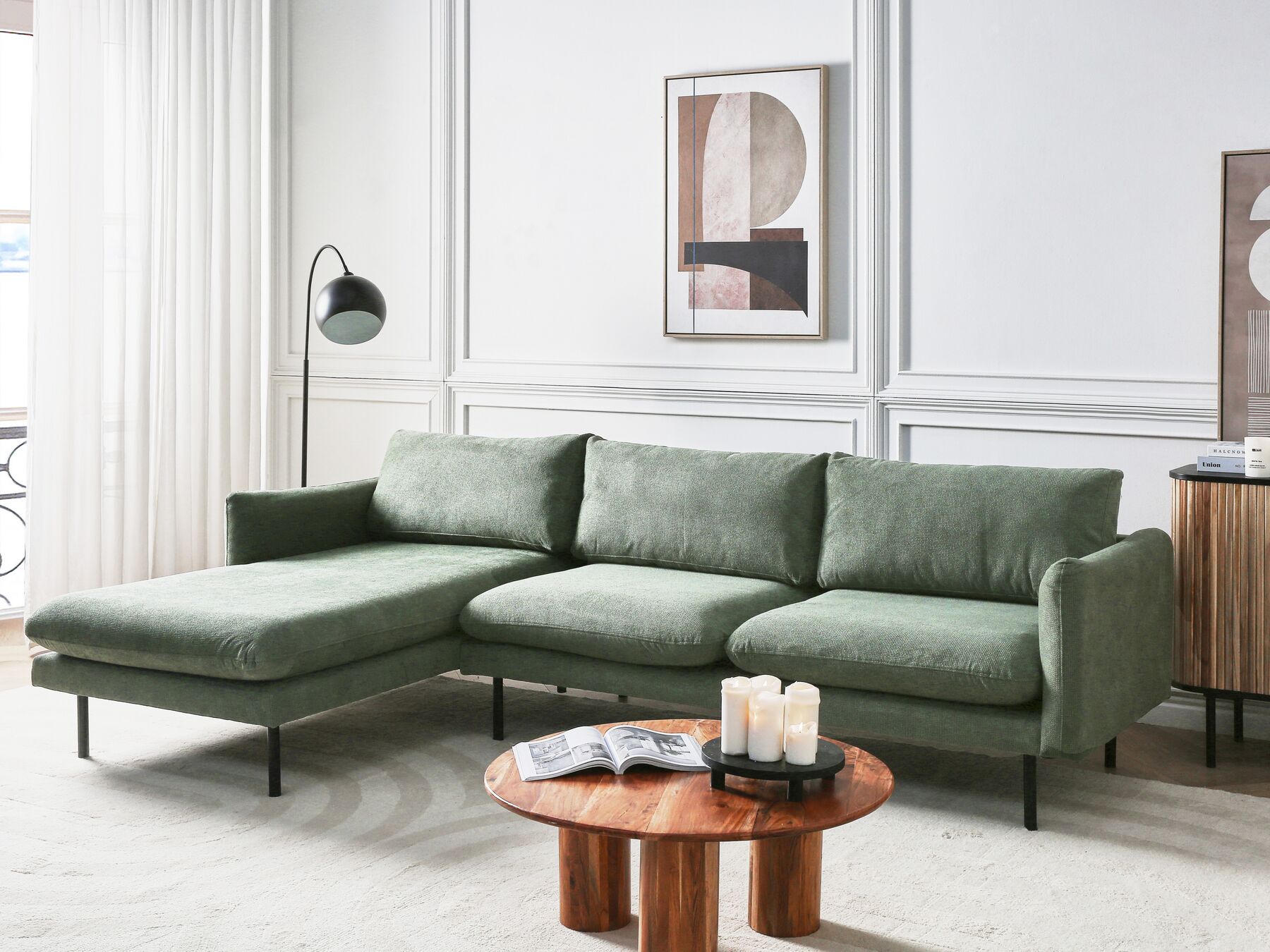 Corner Sofa VINTERBRO Fabric Light Green 4 Seater Right Hand