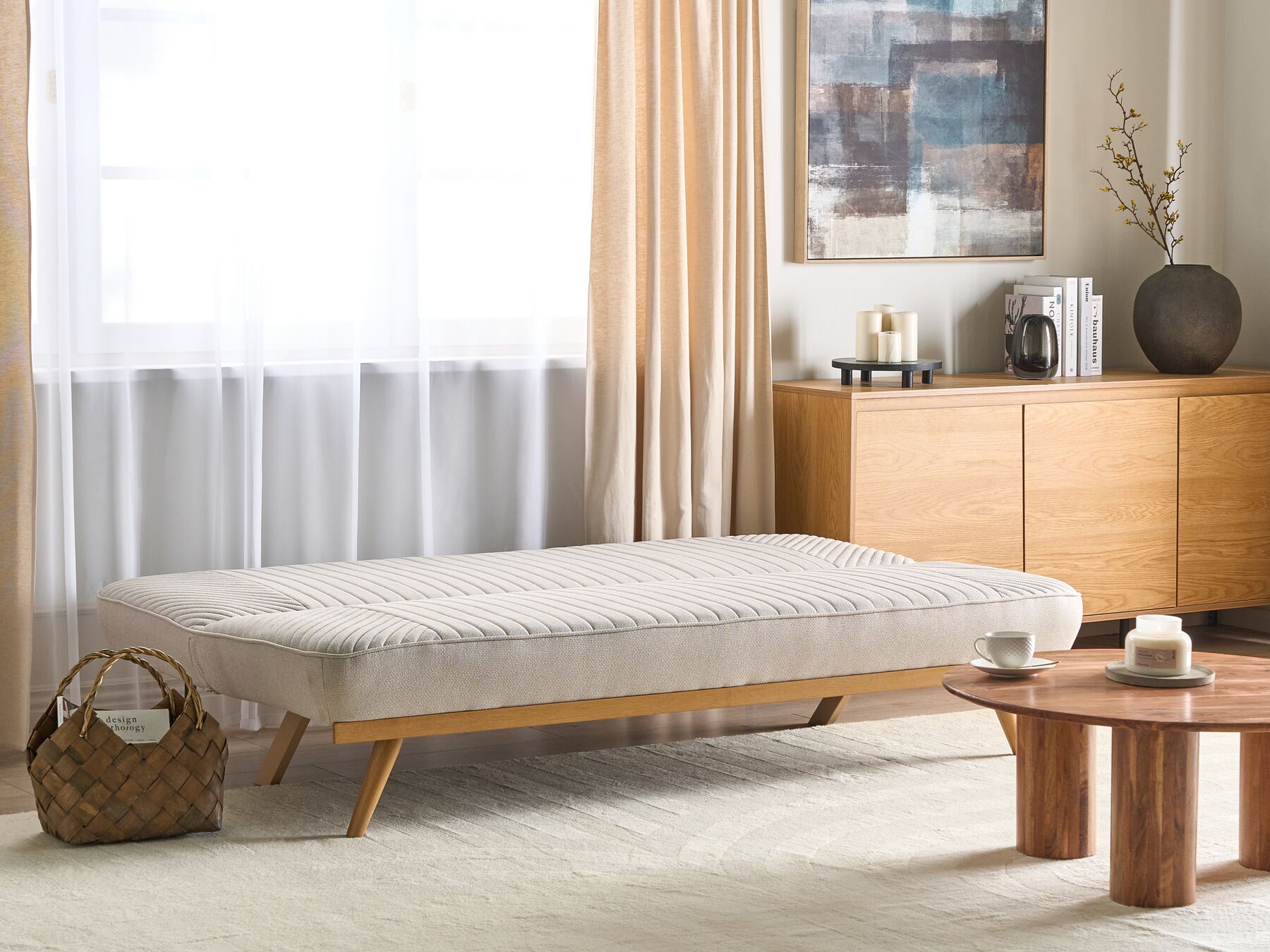 Fabric Sofa Bed Beige KALFAFELL