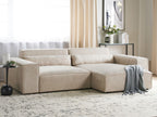 Left Hand 2 Seater Modular Velvet Corner Sofa Beige HELLNAR