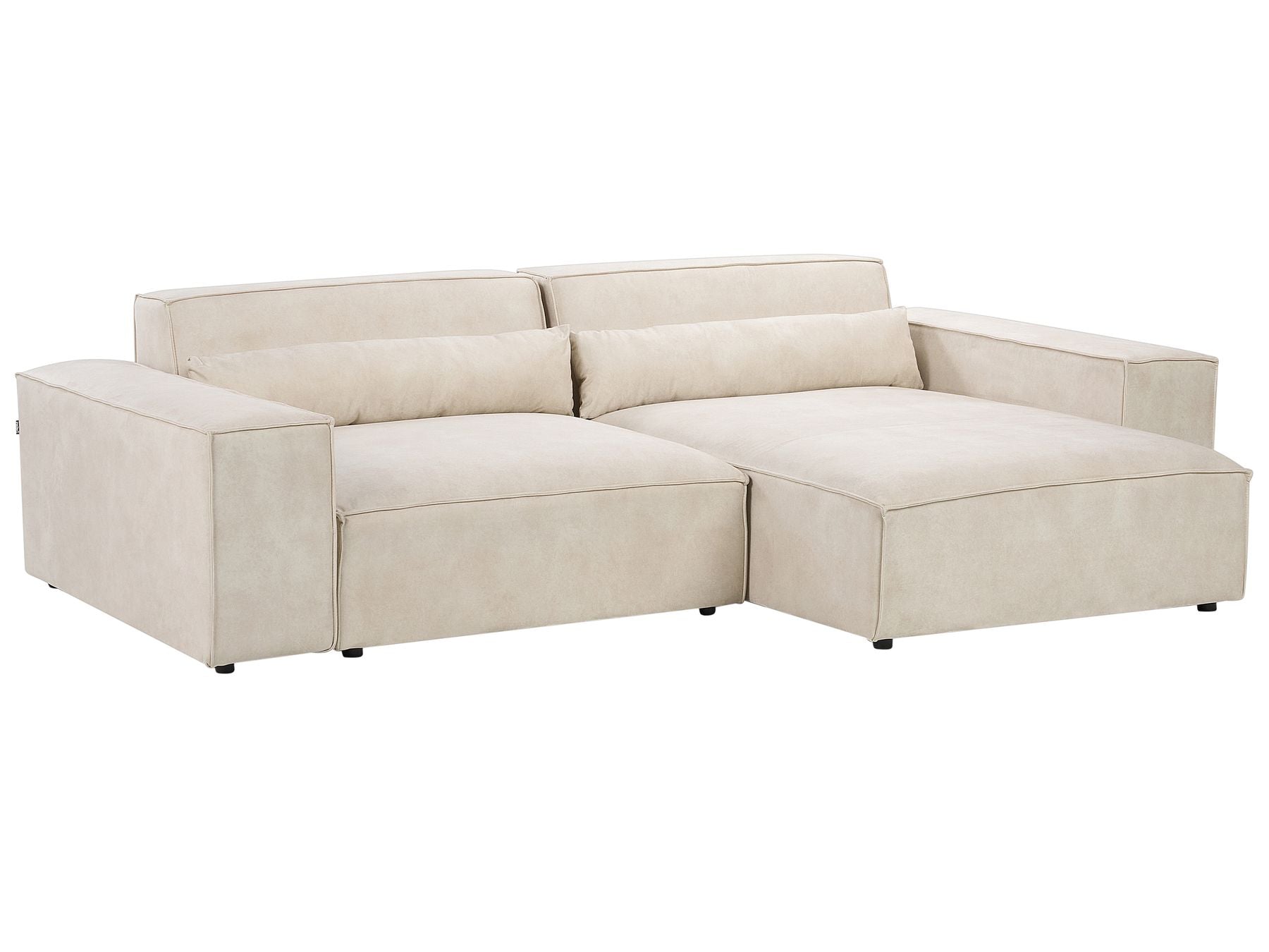 Left Hand 2 Seater Modular Velvet Corner Sofa Beige HELLNAR