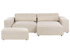 Modular Corner Sofa HELLNAR Velvet Light Beige with Ottoman 2 Seater Left Hand