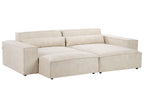 Modular Corner Sofa HELLNAR Velvet Light Beige with Ottoman 2 Seater Left Hand