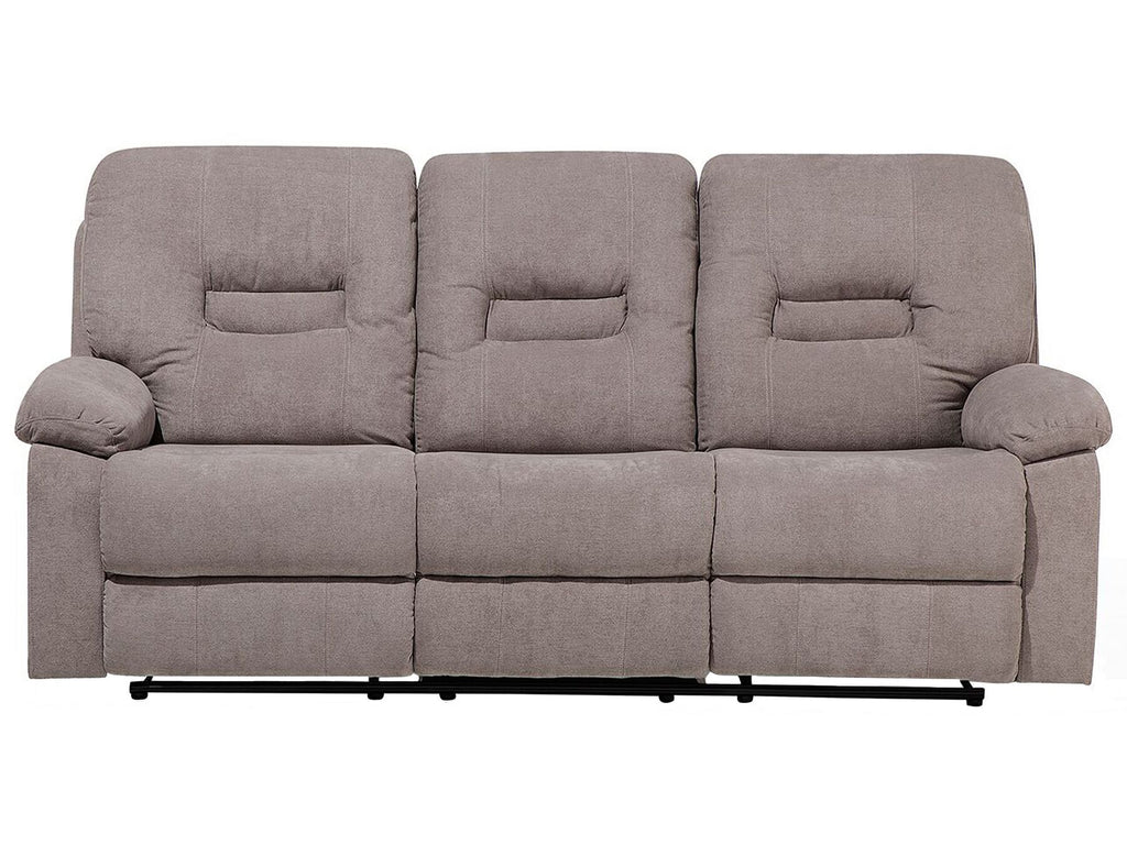 3 Seater Fabric Manual Recliner Sofa Taupe Beige BERGEN