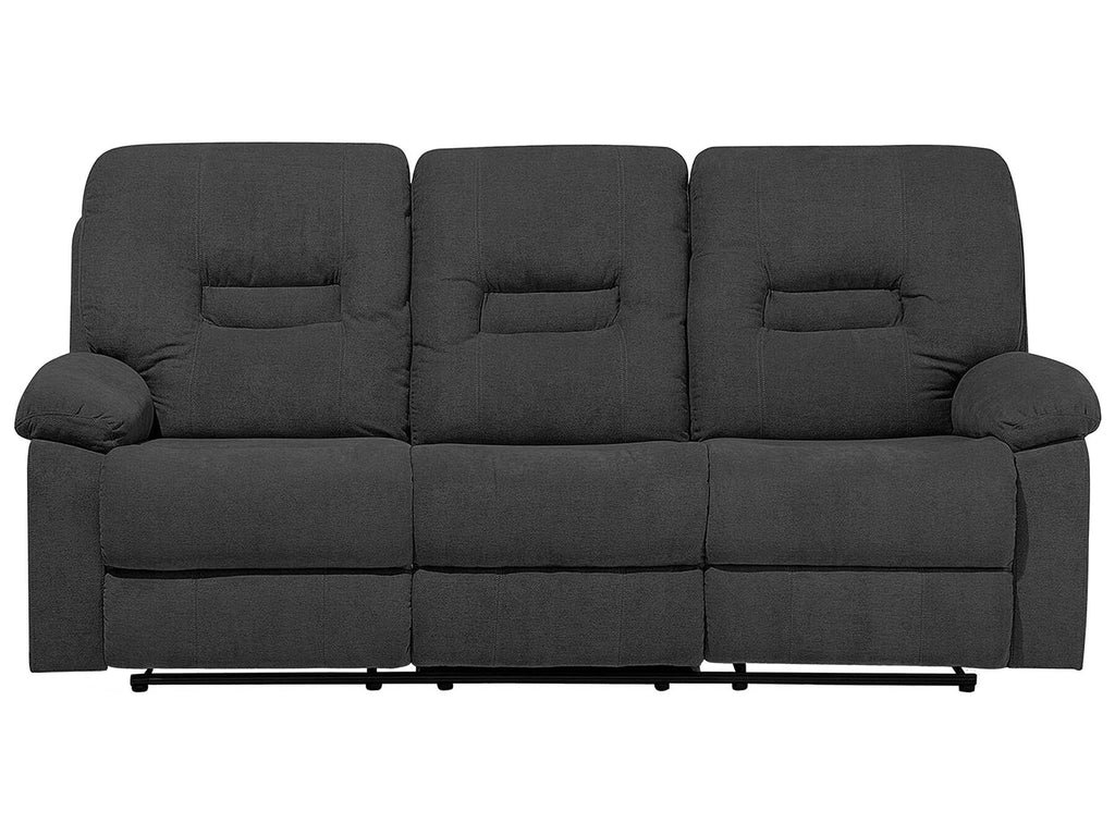 3 Seater Fabric Manual Recliner Sofa Grey BERGEN