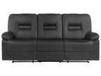 3 Seater Faux Leather Manual Recliner Sofa Black BERGEN