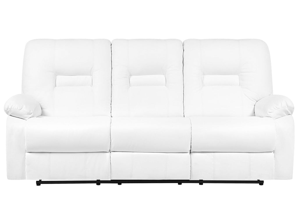 3 Seater Faux Leather Manual Recliner Sofa White BERGEN