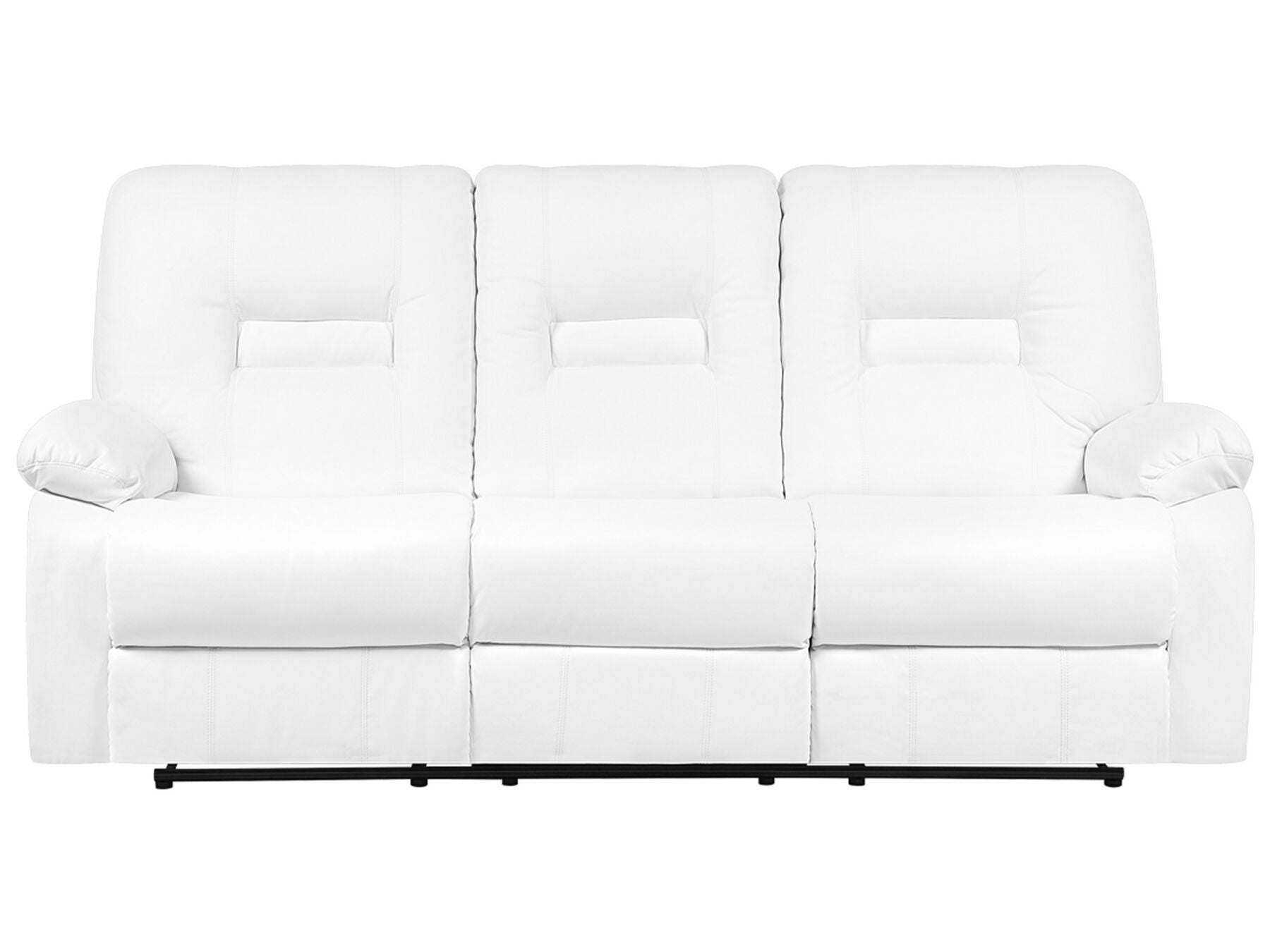 3 Seater Faux Leather Manual Recliner Sofa White BERGEN