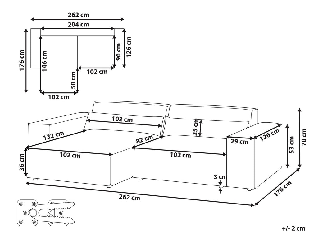 Modular Corner Sofa HELLNAR Boucle Off-White 2 Seater Right Hand