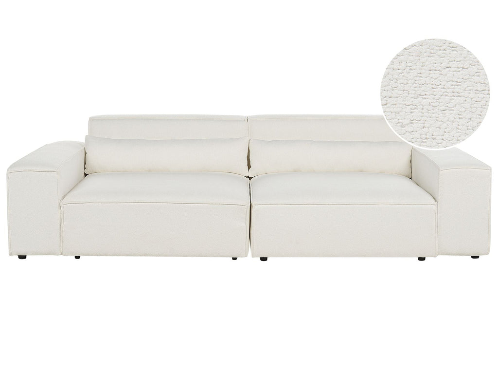 2 Seater Modular Boucle Sofa White HELLNAR