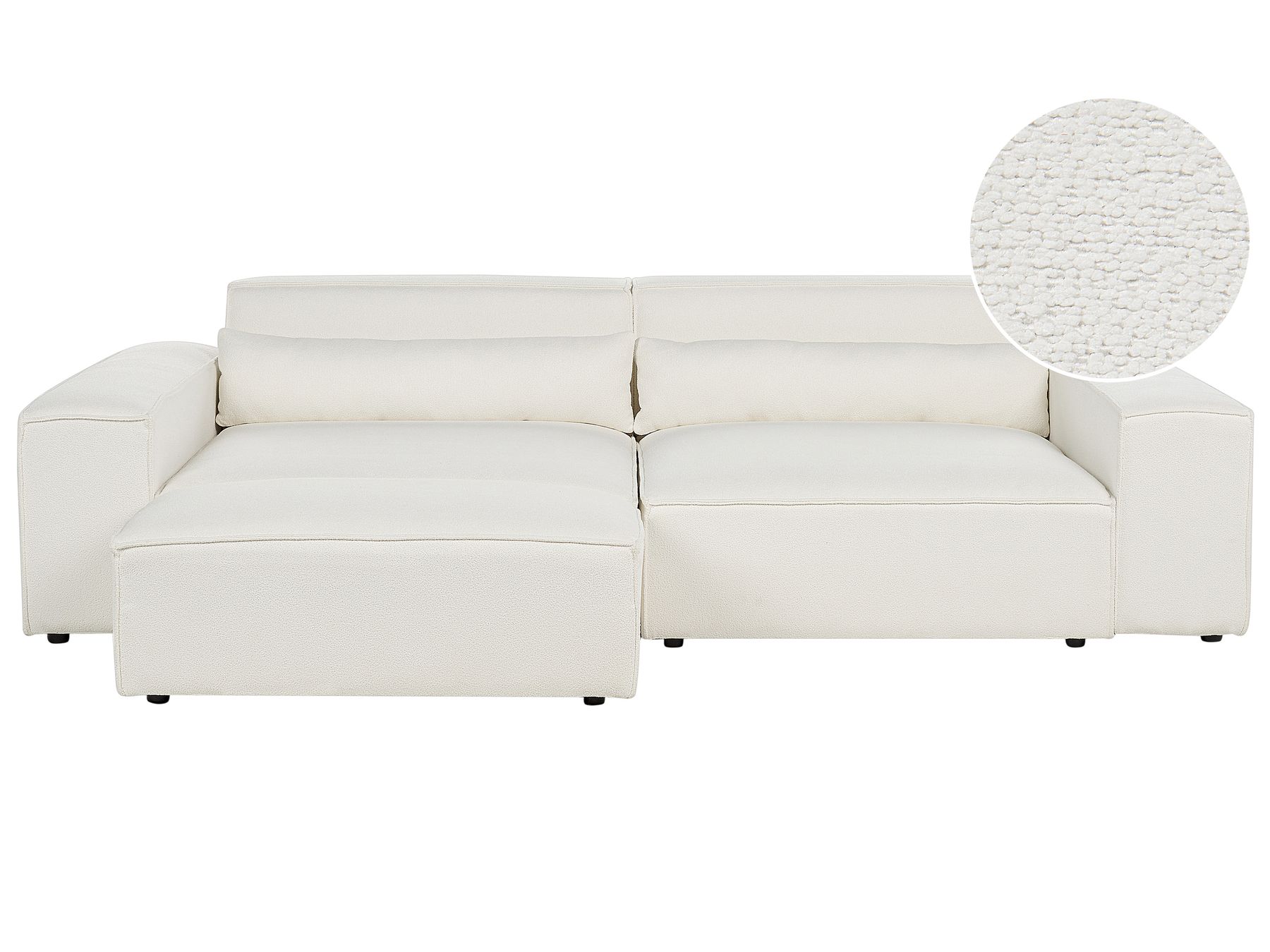 Modular Sofa HELLNAR Boucle Off-White with Ottoman 2 Seater