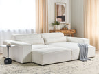 Modular Corner Sofa HELLNAR Boucle Off-White with Ottoman 2 Seater Left Hand