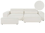 Modular Corner Sofa HELLNAR Boucle Off-White with Ottoman 2 Seater Left Hand