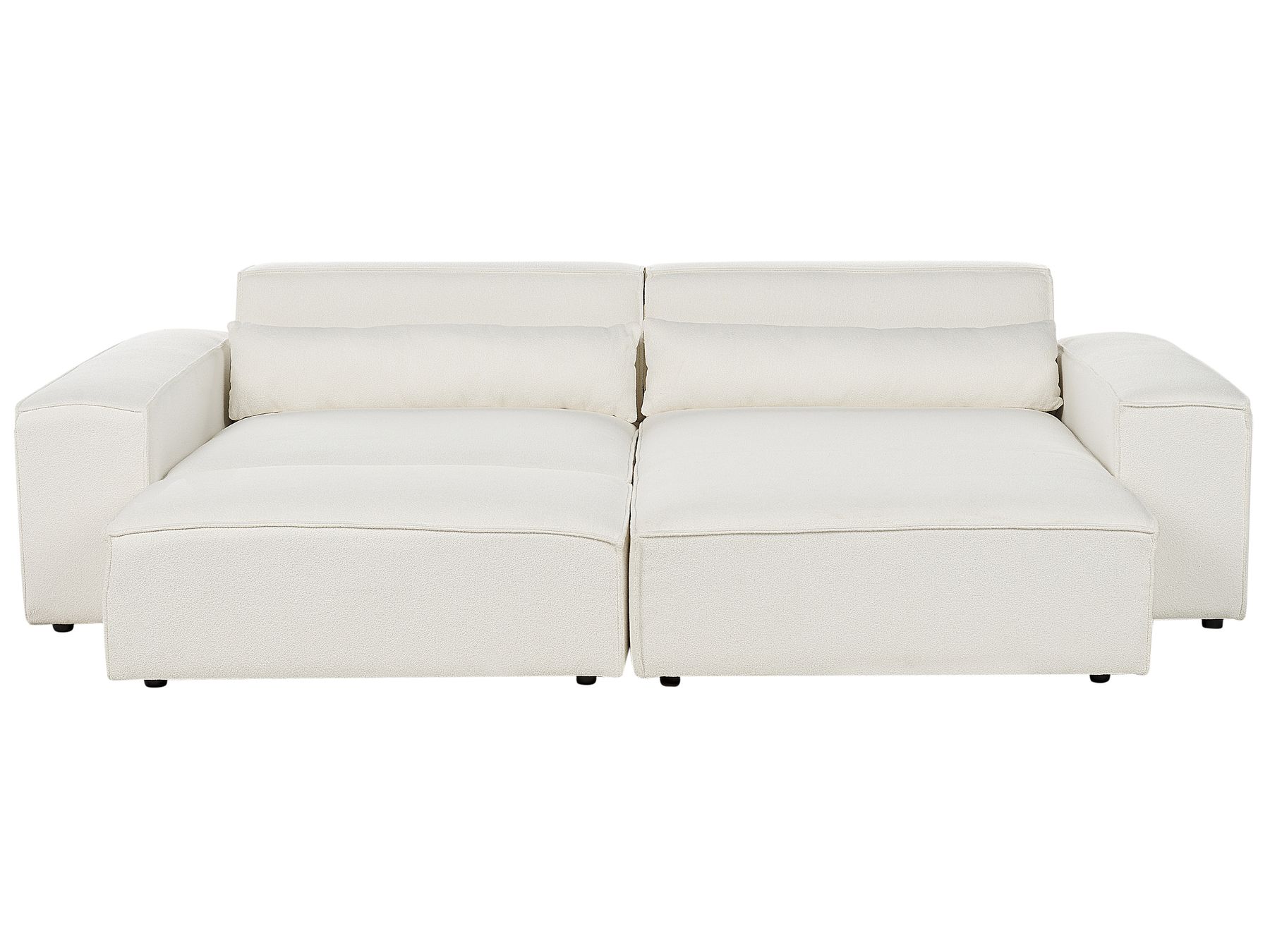 Modular Corner Sofa HELLNAR Boucle Off-White with Ottoman 2 Seater Left Hand