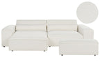 Modular Corner Sofa HELLNAR Boucle Off-White with Ottoman 2 Seater Right Hand