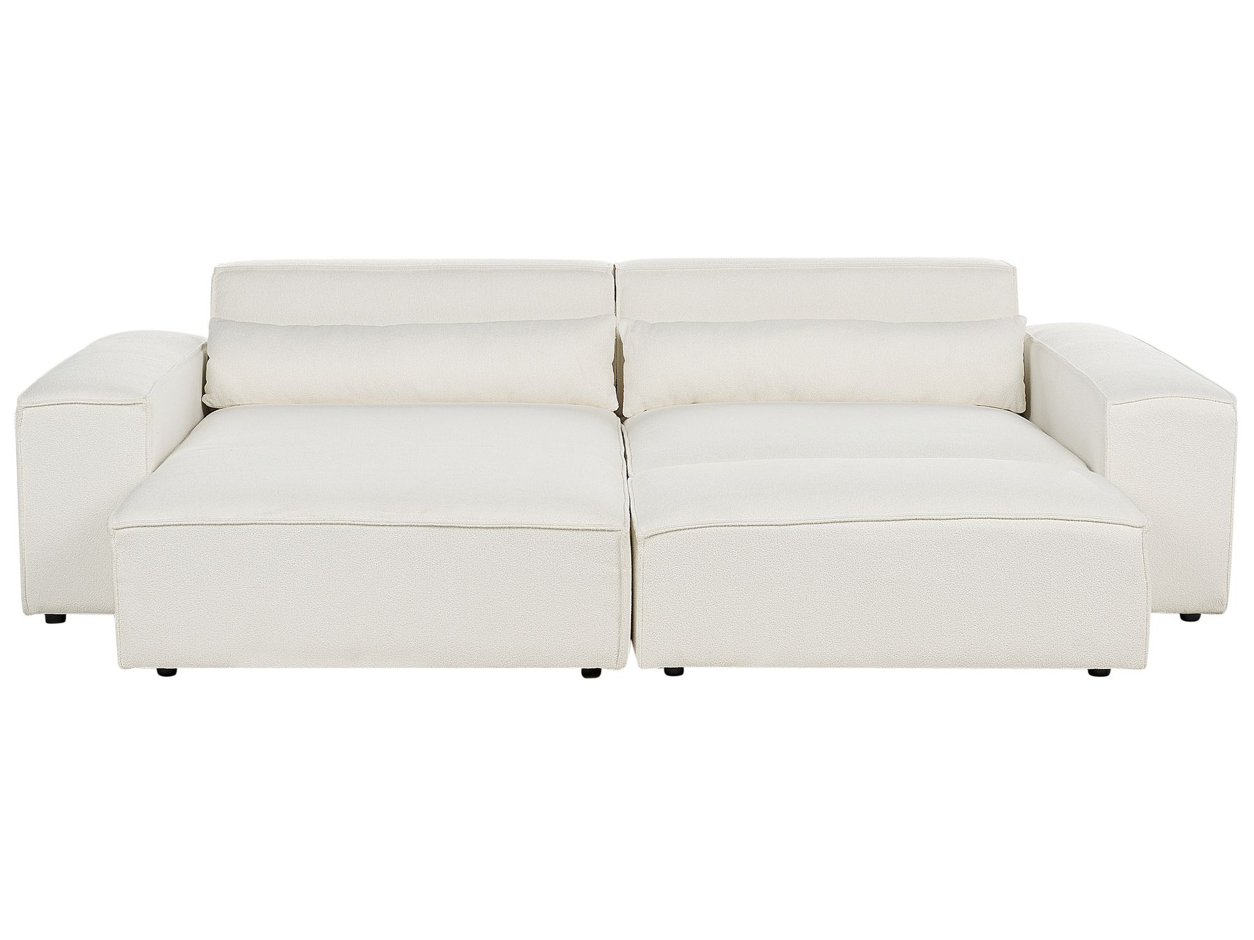 Modular Corner Sofa HELLNAR Boucle Off-White with Ottoman 2 Seater Right Hand