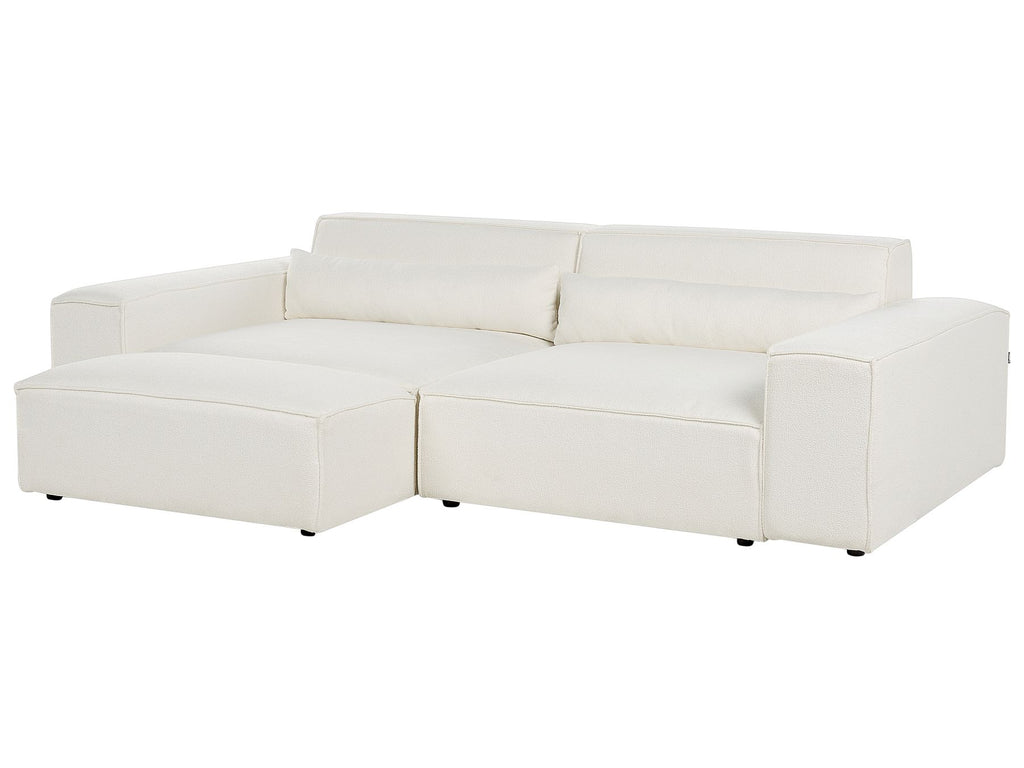 Modular Sofa HELLNAR Boucle Off-White with Ottoman 2 Seater