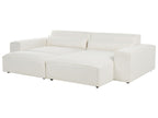 Modular Corner Sofa HELLNAR Boucle Off-White with Ottoman 2 Seater Left Hand