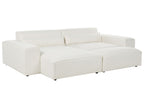 Modular Corner Sofa HELLNAR Boucle Off-White with Ottoman 2 Seater Right Hand
