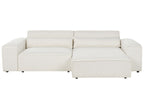 Modular Corner Sofa HELLNAR Boucle Off-White with Ottoman 2 Seater Left Hand