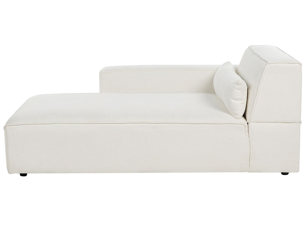 Modular Corner Sofa HELLNAR Boucle Off-White with Ottoman 2 Seater Right Hand