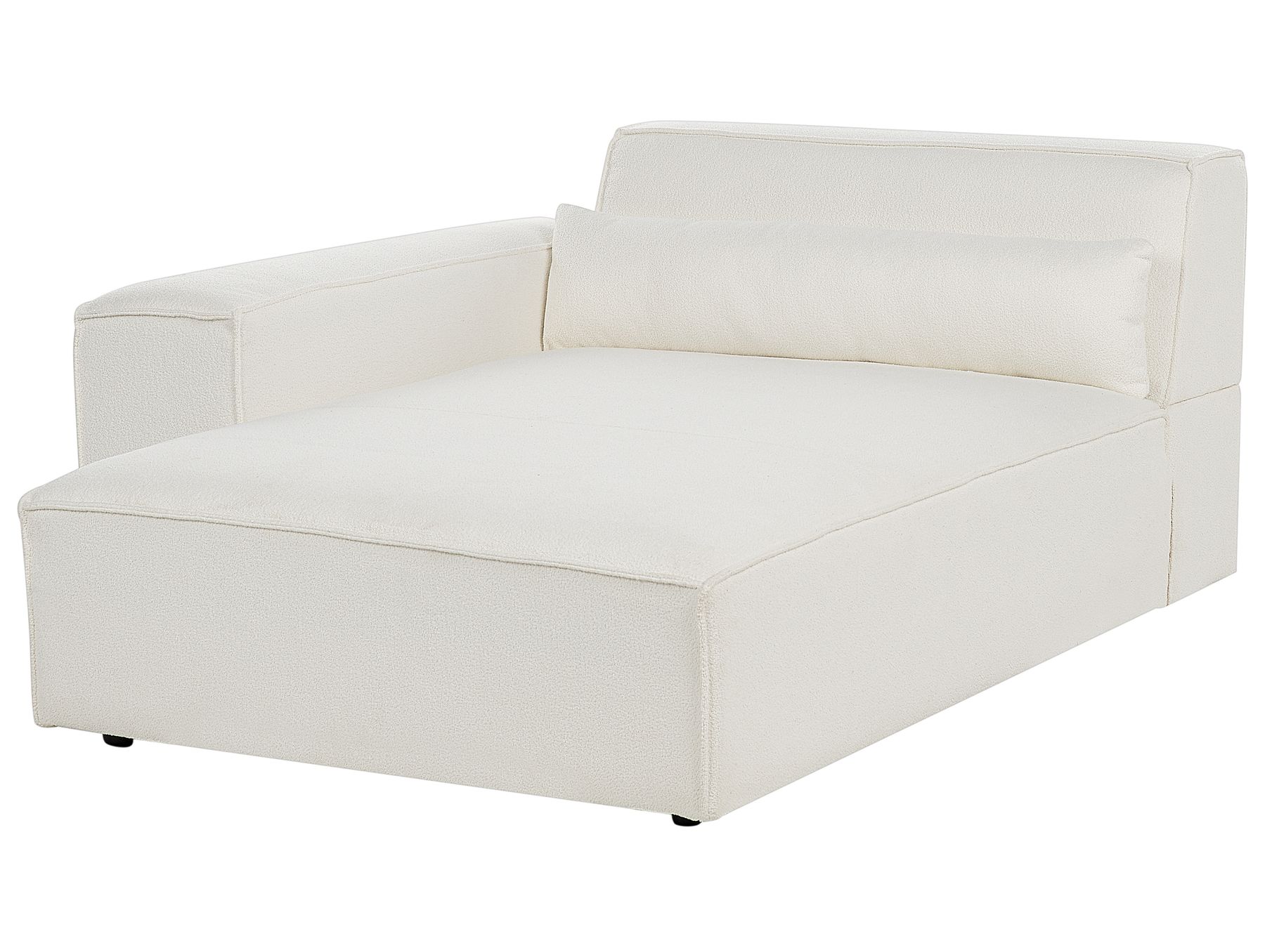 Modular Corner Sofa HELLNAR Boucle Off-White with Ottoman 2 Seater Right Hand