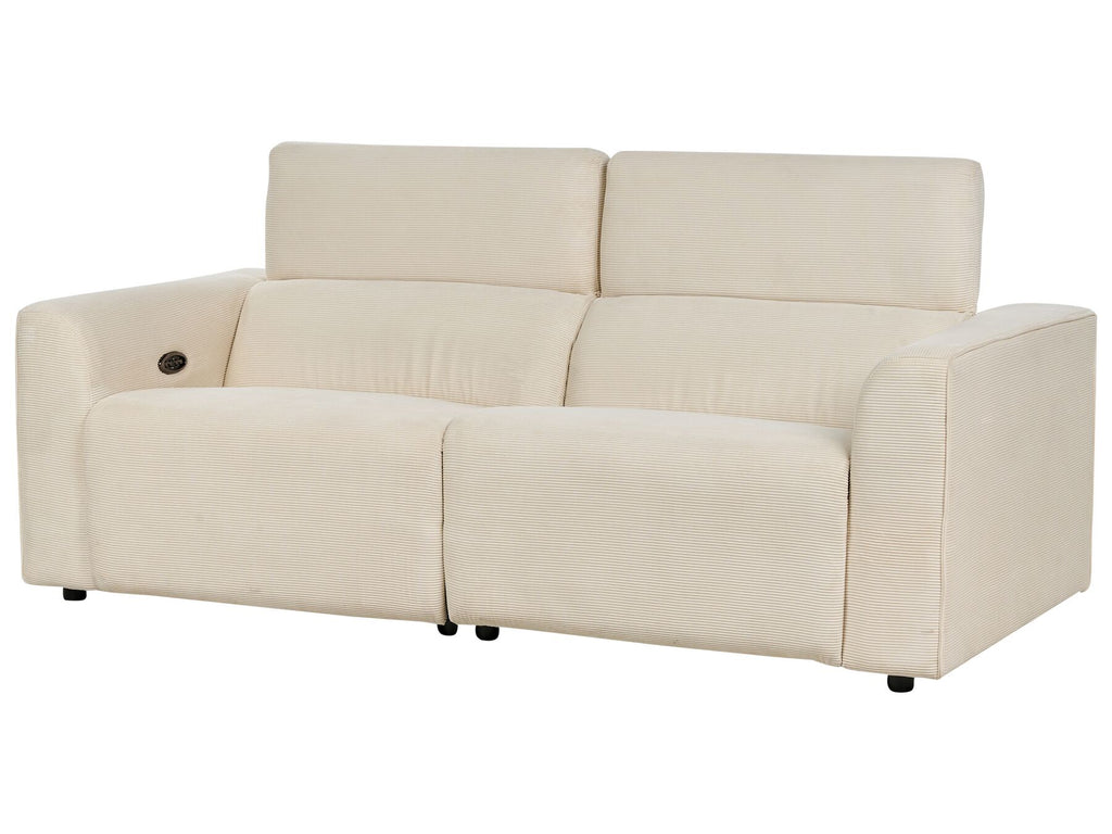 2 Seater Corduroy Electric Recliner Sofa with USB Port Beige ULVEN