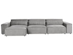 3 Seater Modular Fabric Sofa with Ottoman Grey HELLNAR
