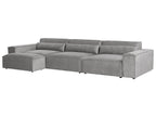 3 Seater Modular Fabric Sofa with Ottoman Grey HELLNAR