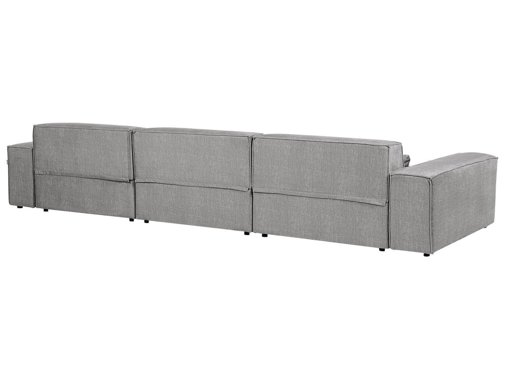 3 Seater Modular Fabric Sofa with Ottoman Grey HELLNAR
