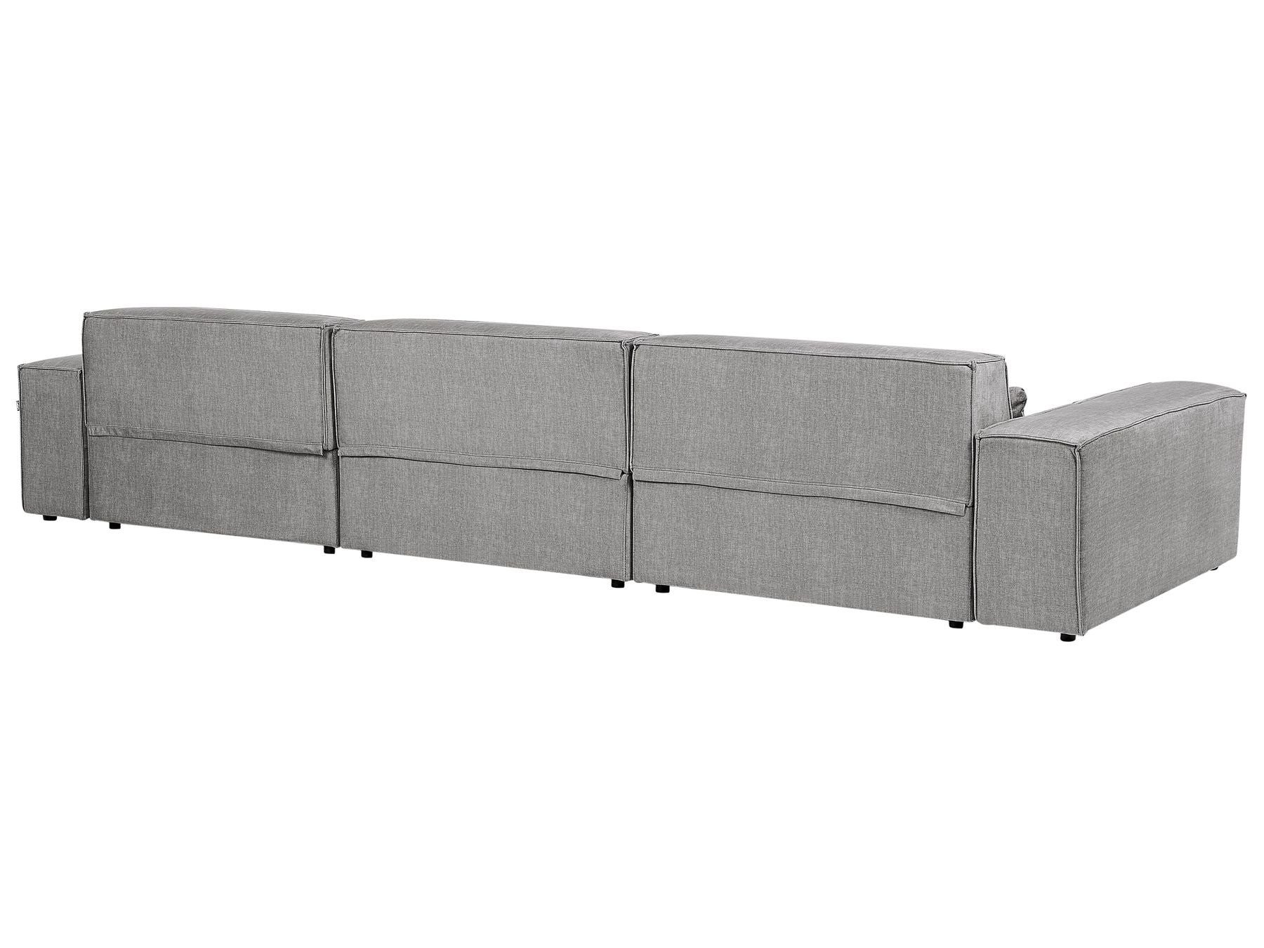 3 Seater Modular Fabric Sofa with Ottoman Grey HELLNAR