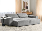 Modular Corner Sofa HELLNAR Fabric Grey with Ottoman 2 Seater Left Hand