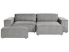 Modular Corner Sofa Fabric Grey with Ottoman 2 Seater Left Hand