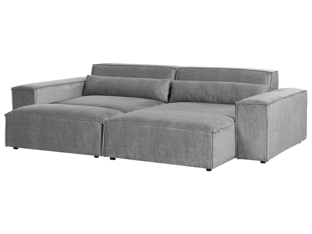 Modular Corner Sofa HELLNAR Fabric Grey with Ottoman 2 Seater Left Hand