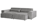 Modular Corner Sofa HELLNAR Fabric Grey with Ottoman 2 Seater Left Hand
