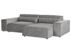 Modular Corner Sofa HELLNAR Fabric Grey with Ottoman 2 Seater Left Hand