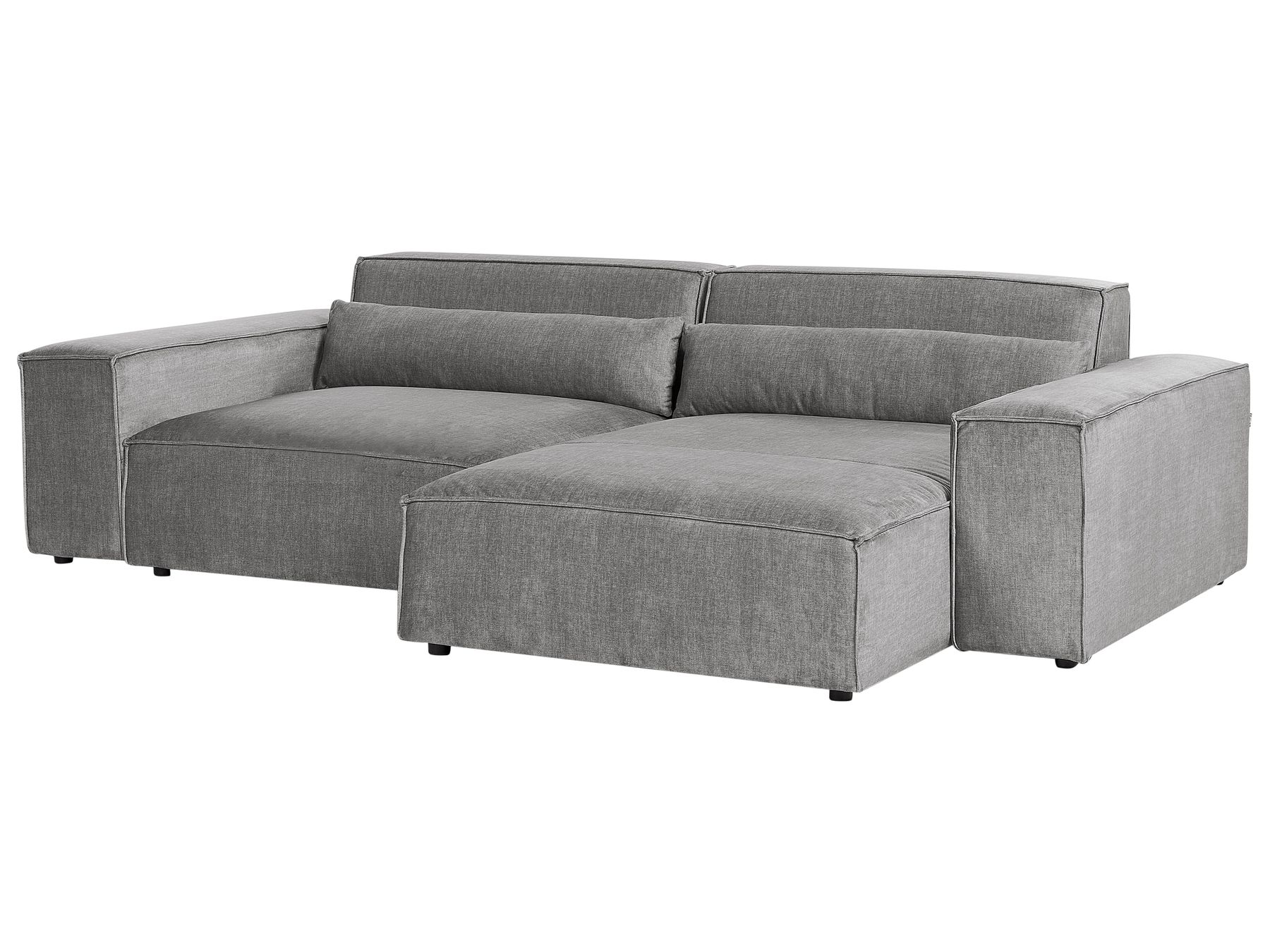 Modular Corner Sofa HELLNAR Fabric Grey with Ottoman 2 Seater Left Hand