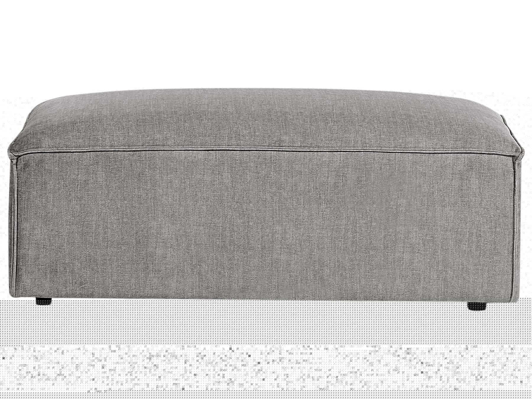 Modular Corner Sofa HELLNAR Fabric Grey with Ottoman 2 Seater Left Hand