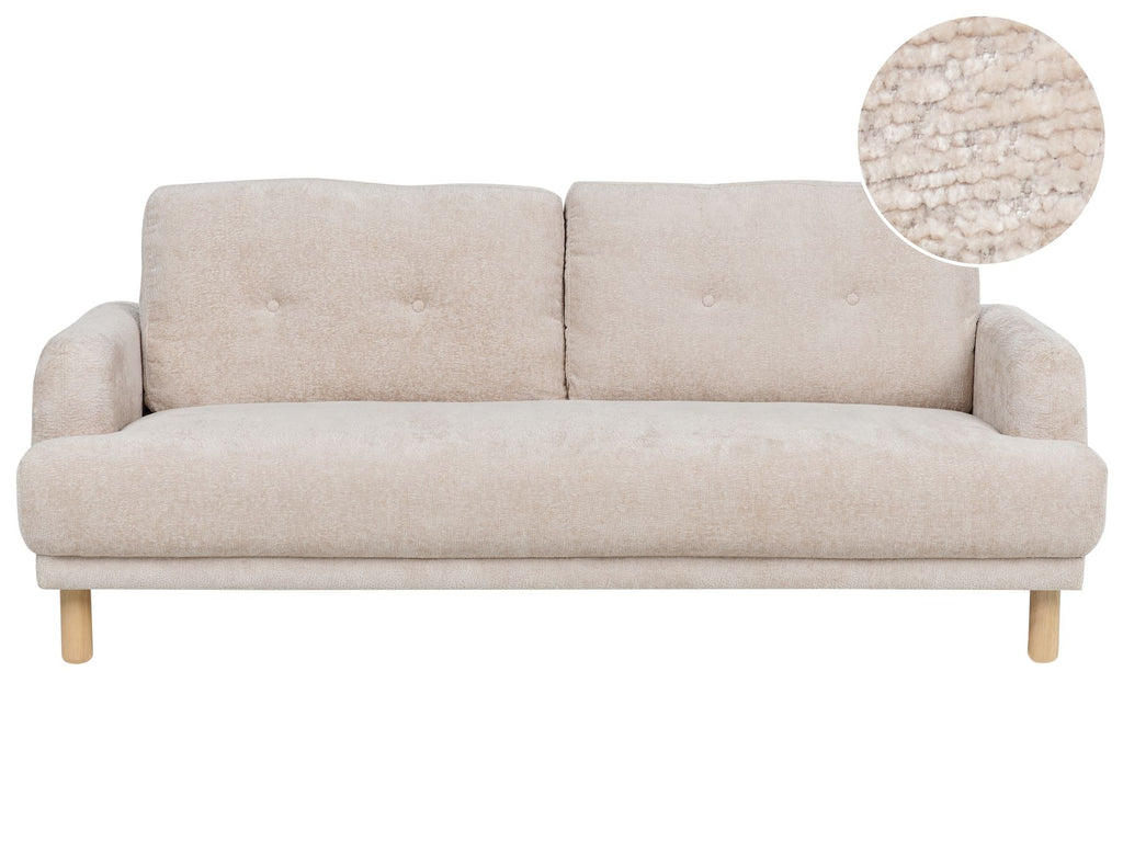 3 Seater Boucle Sofa Beige TUVE