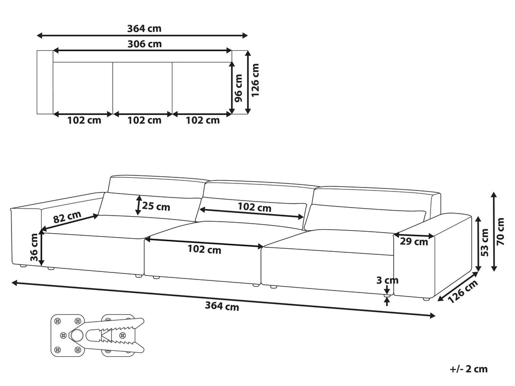 3 Seater Modular Fabric Sofa Brown HELLNAR