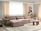 3 Seater Modular Fabric Sofa with Ottoman Brown HELLNAR