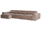 3 Seater Modular Fabric Sofa with Ottoman Brown HELLNAR