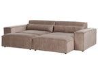 Left Hand 2-Seater Modular Fabric Corner Sofa with Ottoman Brown HELLNAR