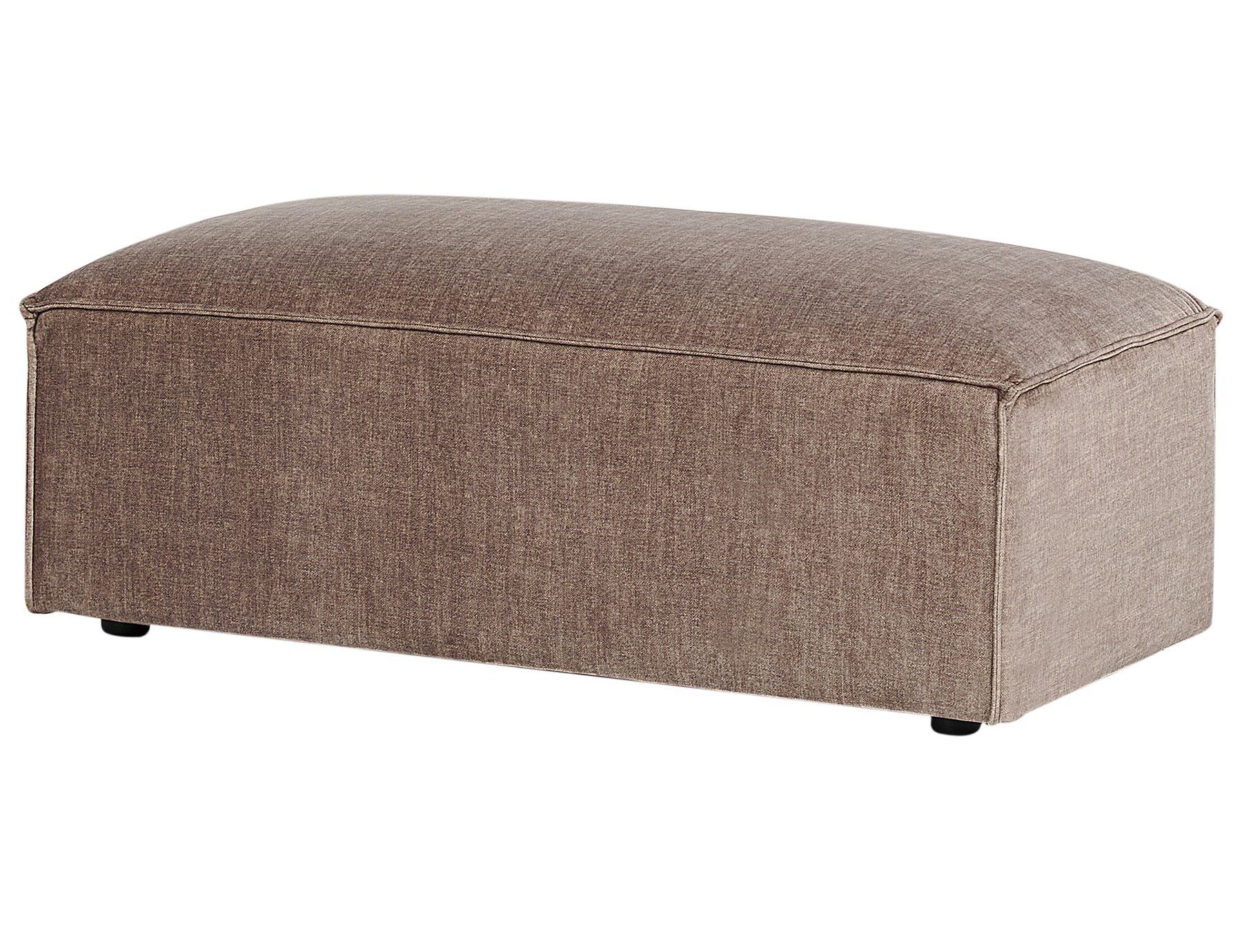 Left Hand 2-Seater Modular Fabric Corner Sofa with Ottoman Brown HELLNAR
