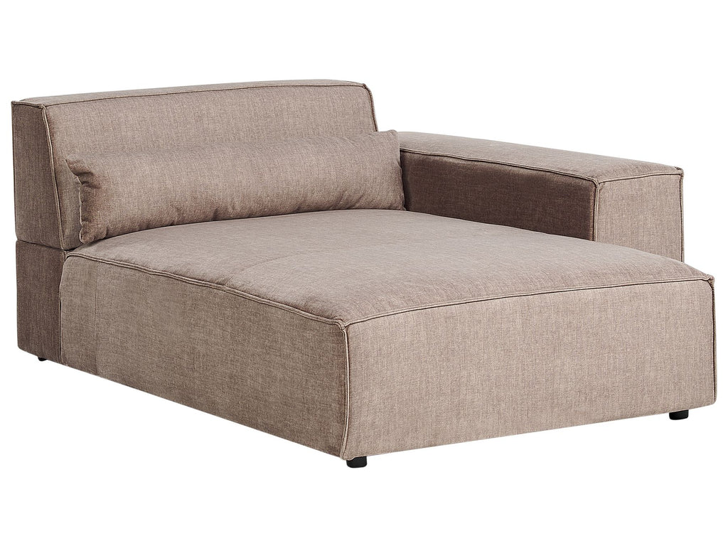 Left Hand 2-Seater Modular Fabric Corner Sofa with Ottoman Brown HELLNAR