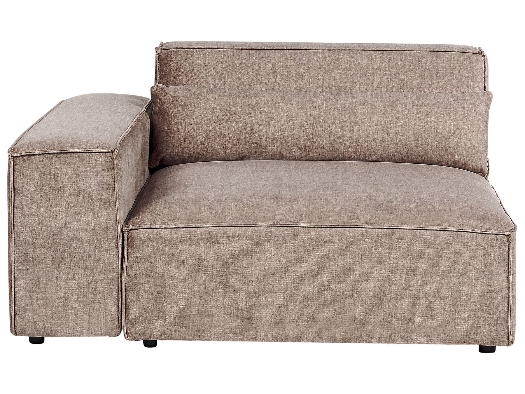 Left Hand 2-Seater Modular Fabric Corner Sofa with Ottoman Brown HELLNAR