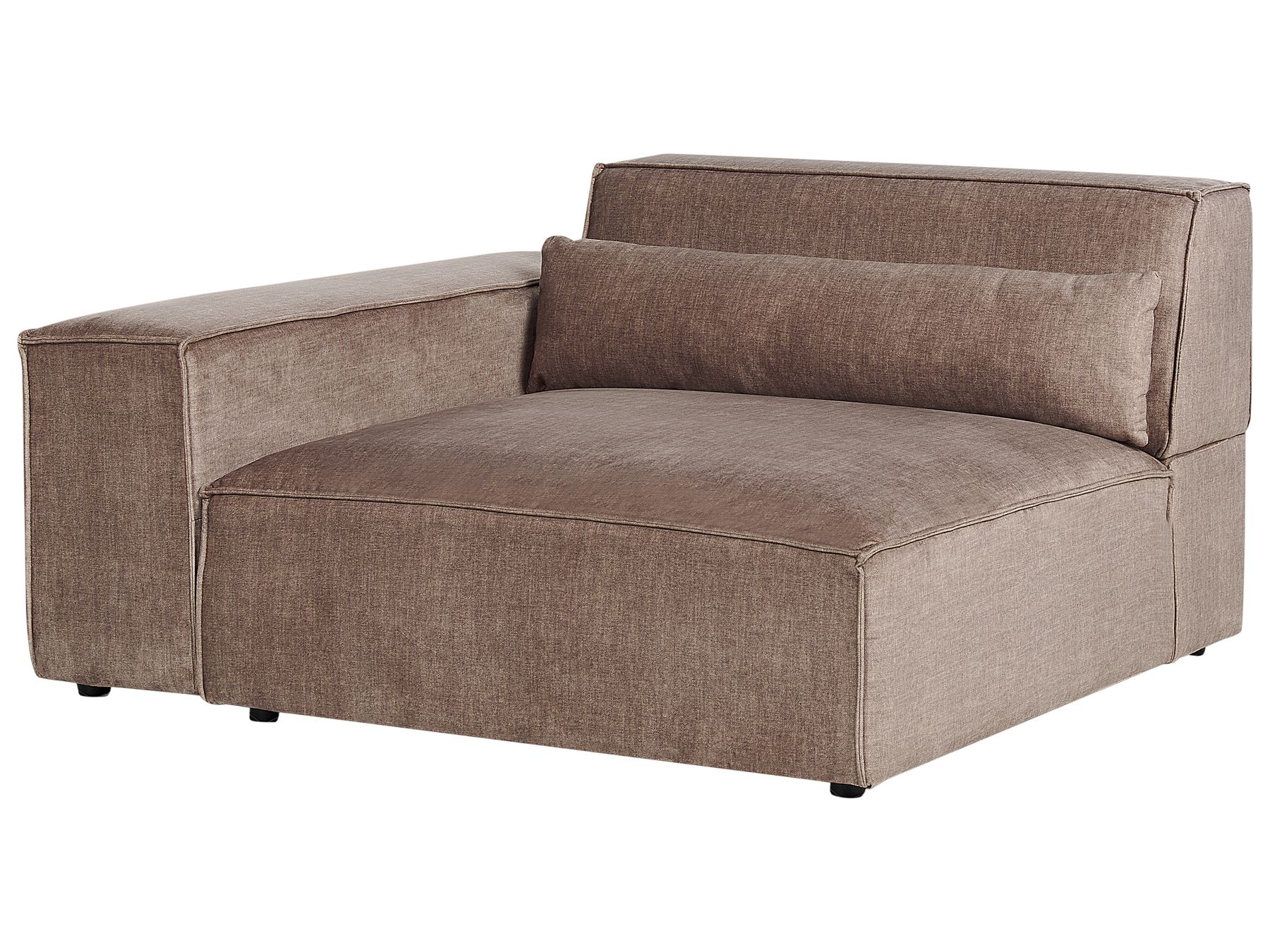 Left Hand 2-Seater Modular Fabric Corner Sofa with Ottoman Brown HELLNAR