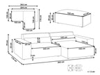 Left Hand 2-Seater Modular Fabric Corner Sofa with Ottoman Brown HELLNAR